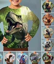 economico -Da ragazzo 3D Pop art Animali Dinosauro maglietta T-shirt Manica lunga Stampa 3D Estate Primavera Autunno Sportivo Di tendenza Streetwear Bambino 3-12 anni 4-12 anni Esterno Informale Giornaliero
