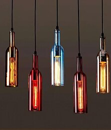 economico -lampada a sospensione a led per bottiglia di vetro, lampada a sospensione in vetro per bottiglia di birra, lampada a sospensione vintage per bar, lampada a sospensione retrò industriale per bar,