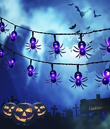 billige -halloween solar string lys utendørs vanntett flaggermus spøkelse edderkopp hodeskalle håndlys 6,5 m 30 lysdioder 8 moduser halloween uteplass hage hage balkong gjerde halloween utendørs fest innendørs