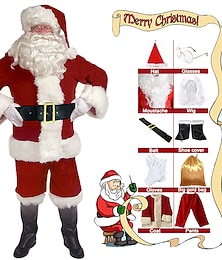 abordables -Traje de santa Papá Noel Baile de Máscaras Ropa de santa Adulto Hombre Navidad traje de cosplay Fiesta Navidad Mascarada Navidad Disfraz de carnaval fácil
