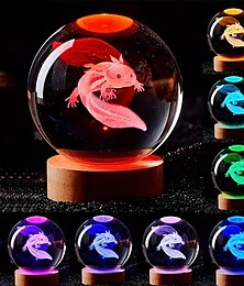 economico -3d axolotl lampada a sfera di cristallo incisa al laser luce notturna multicolore invia alla fidanzata compagna di classe moglie bambini regalo di compleanno creativo sfera di vetro soggiorno camera
