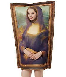 abordables -Mona Lisa Peinture fameuses Carnaval Costume de cosplay Costumes Amusants Costume de Carnaval Enfant Adulte Unisexe Carnaval Mascarade Performance Soirée Costume de carnaval facile Se déguiser