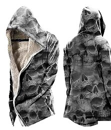 economico -Per uomo Teschi Lupo Alfabetico Cappotto invernale Giacca in pile Cappotto Caldo Traspirante Comodo Di tendenza Streetwear Casual quotidiano Sportivo Da tutti i giorni Per uscire Cerniera Tasche