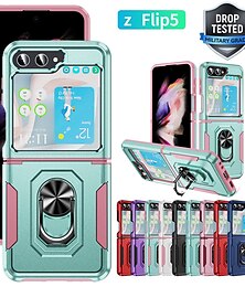 זול -טלפון מגן עבור סמסונג גלקסי Z Flip 6 Z Flip 5 Z Flip 4 מחזיק טבעת הגנה על דרגות צבאיות עמיד בזעזועים TPU PC