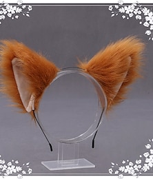 baratos -Orelhas de gato de pelúcia feitas à mão lolita (pão em forma de orelha de gato no vapor) faixa de cabeça kc enfeite de cabelo orelha de animal cocar orelha de raposa prendedor de cabelo
