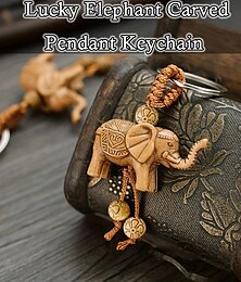 abordables -porte-clés pendentif sculpté éléphant porte-bonheur en polyrésine vintage - cadeau parfait pour hommes et femmes!