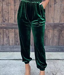abordables -pantalon de survêtement femme joggers pantalon en velours pantalon pleine longueur poche micro-élastique taille haute mode streetwear fête marron foncé noir s m automne&amp; hiver