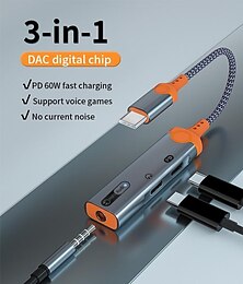 abordables -nouveau séparateur de charge audio usb c 3 en 1 type c à prise 3,5 mm + adaptateur de prise casque double type c
