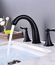 abordables -robinet de salle de bain répandu robinets de lavabo mitigeur, robinet de vasque à double poignée avec tuyau froid et chaud