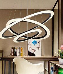 baratos -luz pendente led 40/60/80cm design circular de anel de 1 luz regulável acabamentos pintados de alumínio luxuoso estilo moderno sala de jantar quarto lâmpadas pendentes 110-240v apenas regulável com