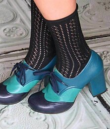 abordables -Mujer Tacones Escarpines Playa de Boho Bohemia Bullock Zapatos Zapatos de punta de ala Fiesta Exterior Diario Bloque de color Verano Tacón Cono Dedo redondo Elegante Vacaciones Estilo lindo Cuero