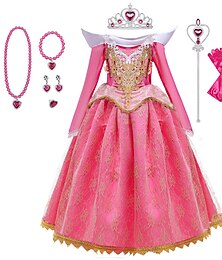cheap -Fairytale Princess Dress Flower Girl Dress Girl Dress Girls' Movie Cosplay A-Line Slip Christmas Fuchsia Christmas Wedding Wedding Guest Dress Accessory Set
