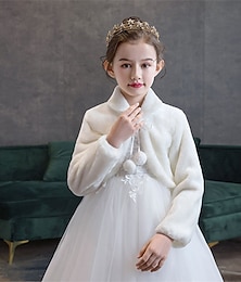 ieftine -Copii Fete Jachetă din lână Culoare solidă Modă Performanță Palton Îmbrăcăminte exterioară 3-8 ani Toamnă Alb
