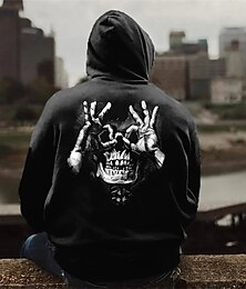 abordables -Hombre Cráneos Estampados Sudadera Sudaderas Sudadera Con Capucha Manga Larga Sudadera con capucha Con Capucha Ropa de calle Impresión 3D Diario Deportes Negro Vino Estampado Primavera & Otoño