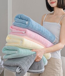 cheap -Coral Velvet New Checkered Bath Towel for Adults Household Daily Use Soft Absorbent Dry Hair Towel Bath Towel 80 * 150