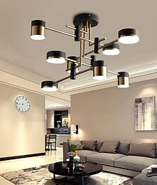 رخيصةأون -مصباح معلق بإضاءة LED معدني حديث مصباح ثريا معلق 4/6/8 رؤساء مصباح تعليق LED إبداعي مصباح سقف معلق باللون الأسود لغرفة المعيشة شريط مطعم 110-240 فولت