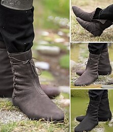 cheap -Vintage Medieval Renaissance Shoes Flat Jazz Boots Turn Shoes Pirate Viking Ranger Elven Men's Women's Unisex Archery Halloween Casual Daily LARP Shoes