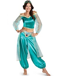 billiga -Prinsessan Jasmine Cosplay-kostym Magdansdräkt Vuxna Dam Sexig kostym Karnival Fest Halloween Karnival Mardi Gras Enkla Halloween kostymer