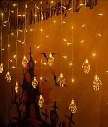 billige -halloween-dekorasjoner 3,5 m 96led led istapper gardin lys, 3d gresskar spøkelse lanterne for hjemmefest ferie lys eu us au uk plugg