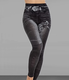 cheap -Women's Slim Pants Trousers Polyester Pocket Print High Cut High Waist Full Length Black Summer