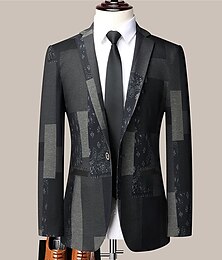 abordables -Hombre Floral Bloque de color Manga Larga Cuello Vuelto Moda Ropa de calle Negocios Trabajo Usar para trabajar Noche Botones Estampado