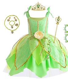 Χαμηλού Κόστους -Τίνκερμπελ Πριγκίπισσα Παραμυθιού Φόρεμα κορίτσι λουλουδιών Αξεσουάρ κοσμημάτων για μεταμφίεση πριγκίπισσας Φορέματα από Τούλι Κοριτσίστικα Στολές Ηρώων Ταινιών Γλυκός Πράσινο του τριφυλλιού
