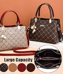olcso -Női Kézitáska Crossbody táska Válltáska Boston táska PU bőr Iroda Napi Szabadság Függő Cipzár Nagy kapacitás Vízálló Tartós Mértani Színes sötét juharlevél kávéval könnyű juharlevél kávéval Világos
