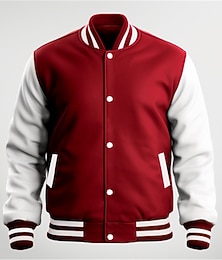 economico -Per uomo Giacca di transizione Giacca College Abbigliamento quotidiano Tasca Tutte le stagioni Blocco di colori Streetwear Collo alla coreana Regolare Nero Vino Blu marino Blu Rosso Giacca