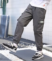 preiswerte -kinderkleidung Jungen Cargohosen Hose Feste Farbe Weich Comfort Hose Outdoor Baumwolle Modisch Täglich Schwarz Armeegrün Khaki Mittlere Taille