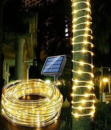 cheap -2/1PCS Rope Strip Light Solar LED Waterproof Tube Fairy Light Strings Outdoor Garden Christmas Lawn Tree Yard Fence Pathway Decor