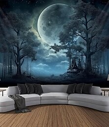 cheap -Halloween Glommy Forest Hanging Tapestry Wall Art Large Tapestry Mural Decor Photograph Backdrop Blanket Curtain Home Bedroom Living Room Decoration Decorations