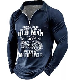 abordables -Camiseta Gráfica de Manga Larga para Hombre Motociclista 'Nunca Subestimes a un Anciano con una Motocicleta'