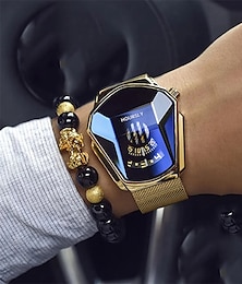 お買い得  -Luxury Men's Quartz Watch Hoursly Trend Cool Men's Wrist Watch Stainless Steel Technology Fashion Quartz Wrist Watch For Men Relogio Masculino