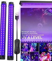 economico -Barra luminosa a LED nera Tubo LED portatile USB Luce nera con interruttore on/off per Halloween Glow Party Poster UV Art Neon Body Paint Illuminazione scenica Camera da letto e atmosfera divertente