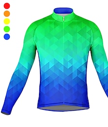 voordelige -Voor heren Wielrenshirt Lange mouw Fietsen Kleding Bovenlichaam met 3 achterzakken Bergracen Wegwielrennen Ademend Sneldrogend Vochtregelerend Reflecterende strips Blauw Donkergroen Oranje Grafisch