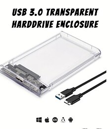 זול -מארז כונן קשיח 2.5 usb 3.0 מארז sata caddy חיצוני שקוף hdd ssd