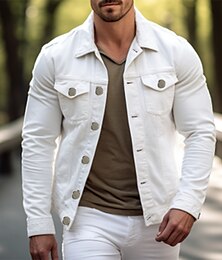 Χαμηλού Κόστους -Ανδρικά Σακάκι Casual Jacket ΕΞΩΤΕΡΙΚΟΥ ΧΩΡΟΥ Καθημερινά Ρούχα Άνοιξη Φθινόπωρο Σκέτο Μοντέρνα Κομψό στυλ street Πέτο Κανονικό Μαύρο Λευκό Σακάκια