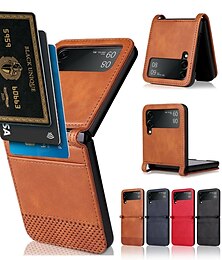 זול -נרתיק עור לסמסונג גלקסי Z Flip5 Flip 5 4 3 Flip4 Flip3 5G מחזיק כרטיסים היברידי כיסוי טלפון מגן ארנק Funda Coque לסמסונג גלקסי Z Flip 5 4