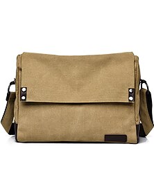 cheap -Men's Crossbody Bag Canvas Tote Bag Canvas Daily Zipper Large Capacity Foldable Solid Color Black Brown Green