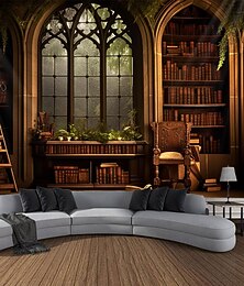 economico -Libreria vintage da appendere alla parete, grande arazzo murale, fotografia, sfondo, coperta, tenda, casa, camera da letto, soggiorno, decorazione