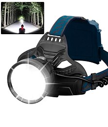 economico -Torce frontali a LED ricaricabili, luci da campeggio, torcia frontale super luminosa da 90000 lumen, regolabile a 90°, 4 modalità, impermeabile IPX5, ricaricabile tramite USB.