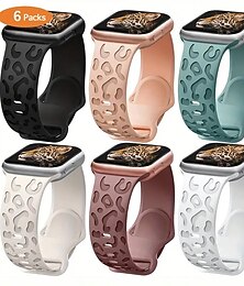 economico -1 confezione Confezione da 6 Cinturino sportivo Compatibile con Cinturino dell'Apple Watch 38mm 40mm 41mm 42mm 44mm 45mm 49mm Da donna Leopardo Traspirante Silicone Cinturino di ricambio per iwatch