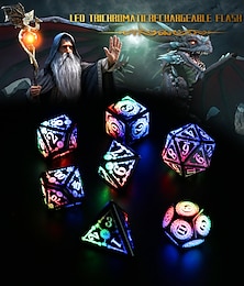 cheap -Rechargable DND Dice Light Up Dice 7 PCS Glowing Balanced LED Dice Electronic Dices D&D Dungeons and Dragons Polyhedral Dice Set RPG Role Playing Table Game