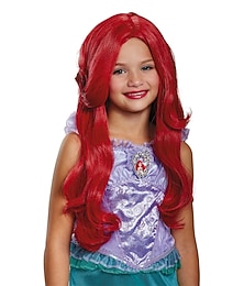 abordables -Perruques de cosplay Rouge Bouclé Cheveux synthétiques Long Perruques Fille Perruques Pour la fête