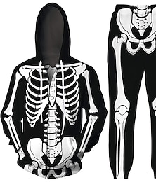 abordables -Anime 3D Manche Évêque Tenues Sweat à capuche Survêtement Crâne Squelette Graphique pour Couple Homme Femmes Adulte Impression 3D  pour Halloween Carnaval Mascarade Décontracté Quotidien