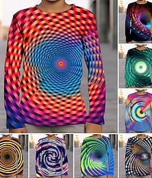 preiswerte -Jungen T-Shirt mit 3D-Grafik und optischer Täuschung, langärmlig, 3D-Druck, Sommer, Frühling, Herbst, Sport, Mode, Streetwear, Polyester, Kinder, 4–12 Jahre, Outdoor, lässig, täglich, normale Passform