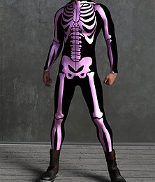 abordables -Crâne de squelette Halloween Costume de cosplay Combinaisons Combinaison Intégrale Costume de Carnaval Combinaison Intégrale Une Pièce Déguisement effrayant Enfant Adulte Homme Femmes Mascarade Mardi