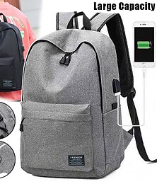halpa -Miesten Reppu Koululaukku Lähiliikenteen reppu Koulu Päivittäin Yhtenäinen väri Nylon Suuri tilavuus Hengittävä Kevyt Vetoketjuilla Musta Harmaa