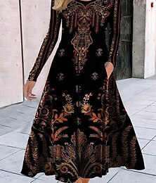 ieftine -Rochie midi pentru femei rochie în formă de A rochie casual rochie de iarnă rochie de schimb modă îmbrăcăminte de stradă matură formală exterior vacanță potrivire regulată florală mânecă lungă guler