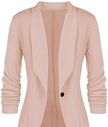 preiswerte -Damen Blazer Sakko Formal Taste Glatt Windundurchlässig Strassenmode Regular Fit Oberbekleidung Langarm Frühling Marineblau S